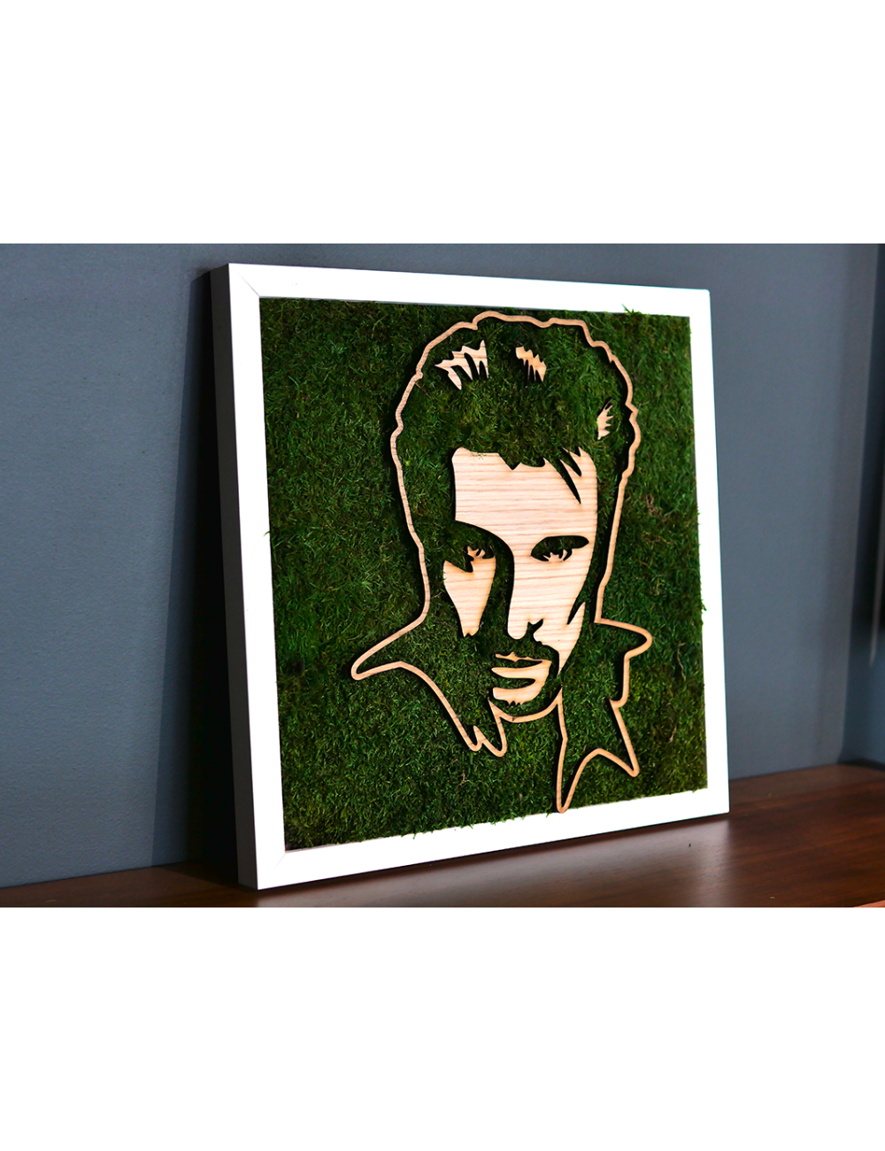 Tableau végétal avec le visage de Johnny Hallyday