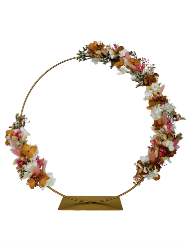 Couronne florale avec fleurs roses et blanches