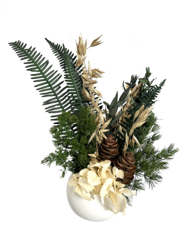 Composition florale verte et marron