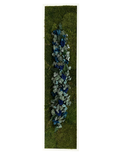 Tableau végétal avec fleurs bleus