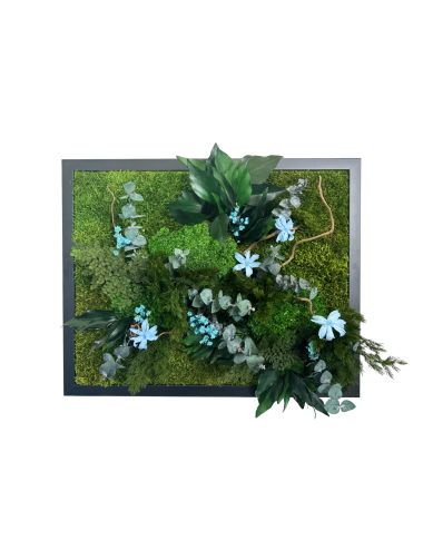 Tableau végétal avec végétaux verts et bleus