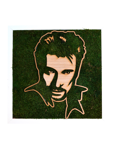 Tableau végétal avec le visage de Johnny Hallyday