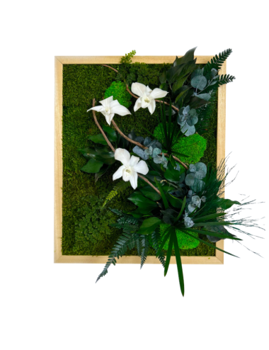 Tableau végétal avec végétaux verts et blancs