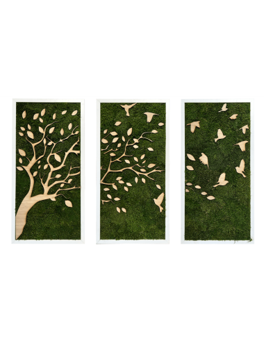 Triptyque végétal avec dessin d'arbre