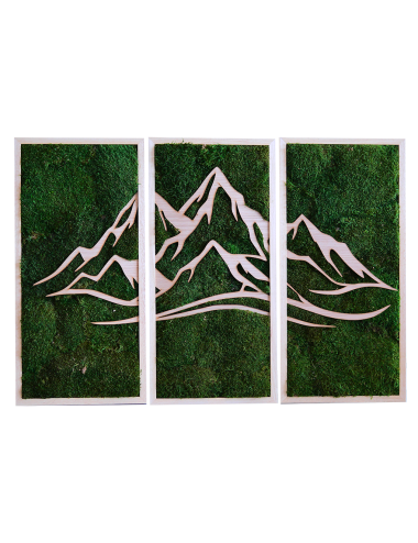 Triptyque végétal avec dessin d'une montagne