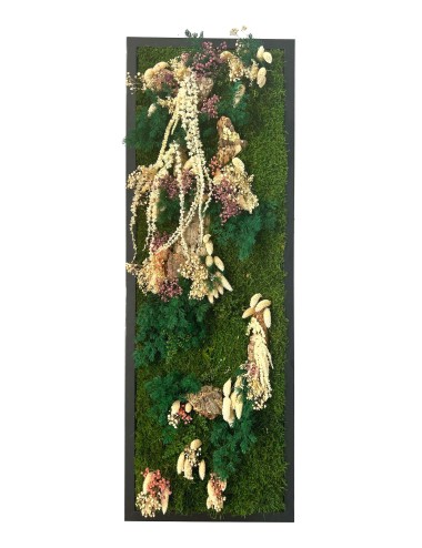Tableau végétal avec feuillages verts et blancs