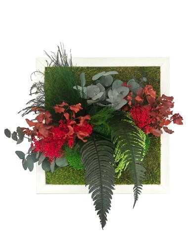 Tableau végétal vert et rouge