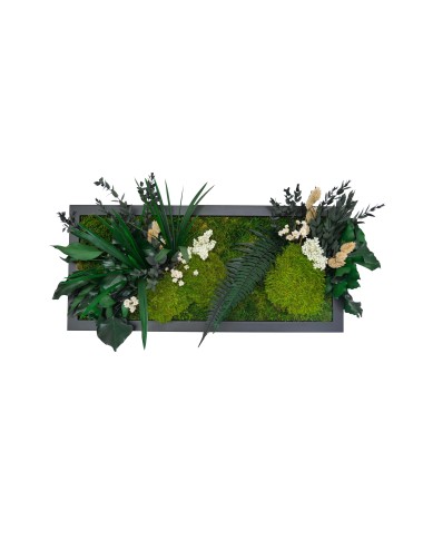 Tableau végétal avec feuillages verts et blancs