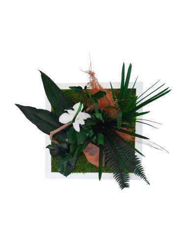 Tableau végétal stabilisé avec feuillages verts