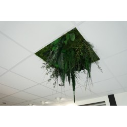 Dalle de plafond végétale avec feuillages verts