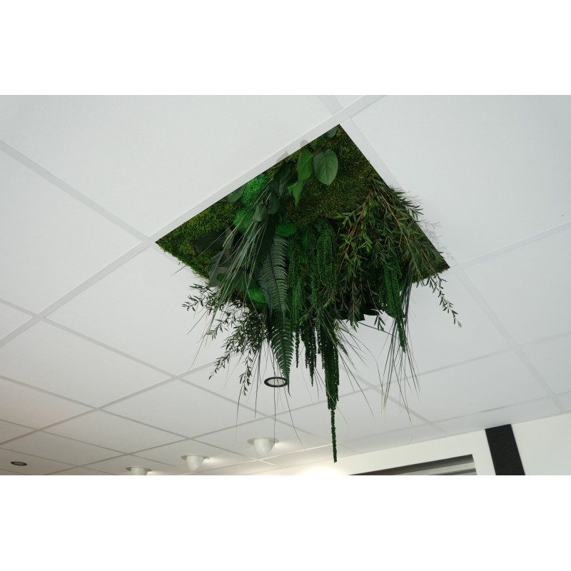 Dalle de plafond végétale avec feuillages verts