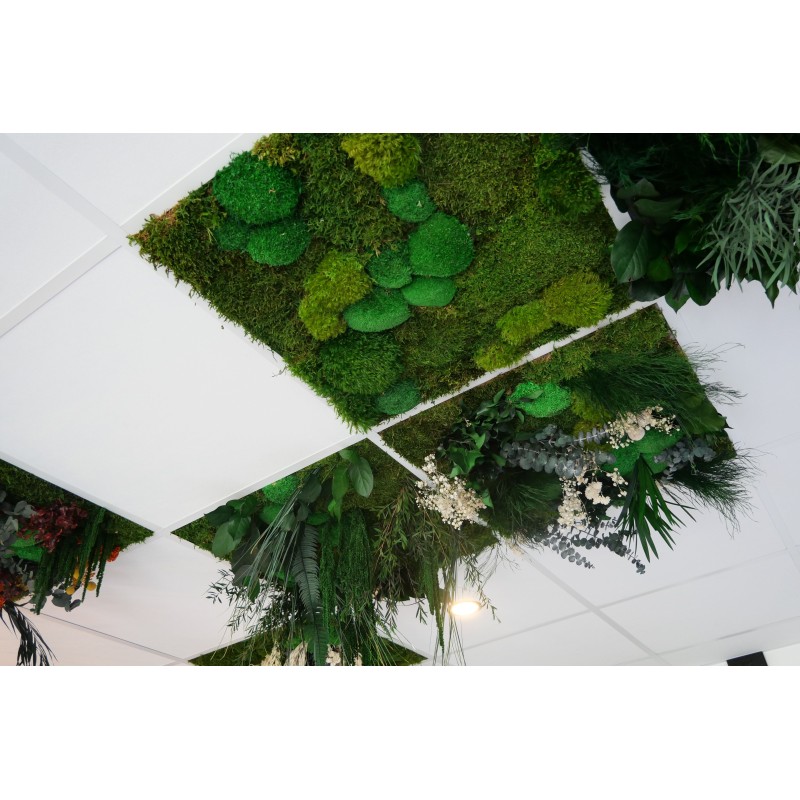 Dalle de plafond végétale avec feuillages verts